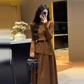 Annabel | Belted Asymmetric Knit Turtleneck Midi Dress for Women 3