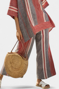 Linen Top and Wide-Leg Pants Set Coral Gray Relaxed 3