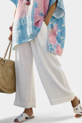 Linen Top and Striped Pants Set Relaxed Casual 3