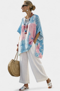 Linen Top and Striped Pants Set Relaxed Casual 4