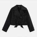 Notch Collar Trench Jacket for Women, Belted Bow 4