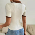 Almudena | Chic Women's Knit Short Sleeve Polo 3
