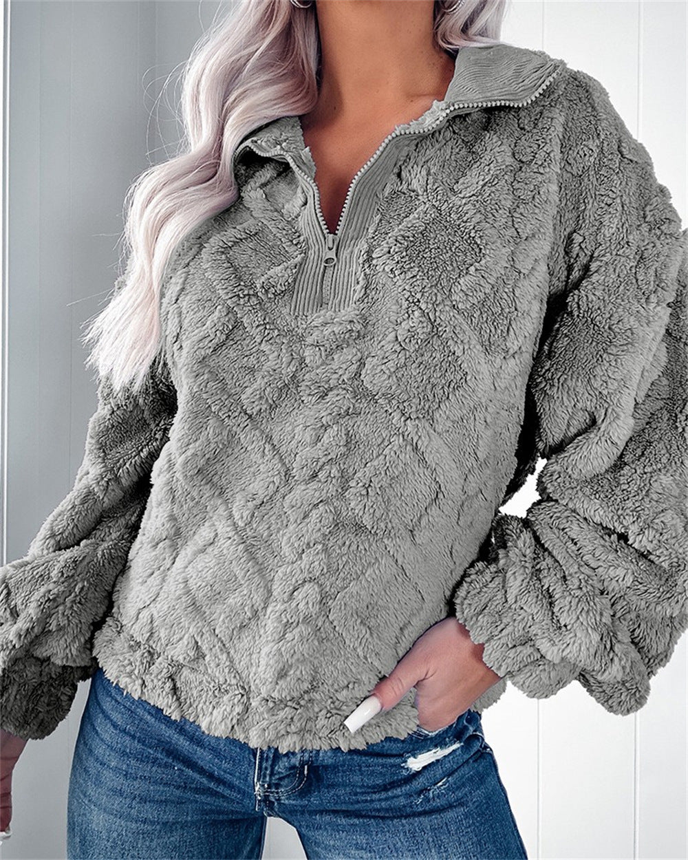 Greer | Quarter-Zip Textured Fleece Pullover for Women
