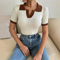 Almudena | Chic Women's Knit Short Sleeve Polo 4