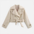Notch Collar Trench Jacket for Women, Belted Bow 2