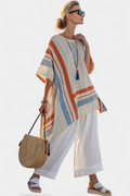 Asymmetrical Blouse and Wide-Leg Linen Pants Set 4