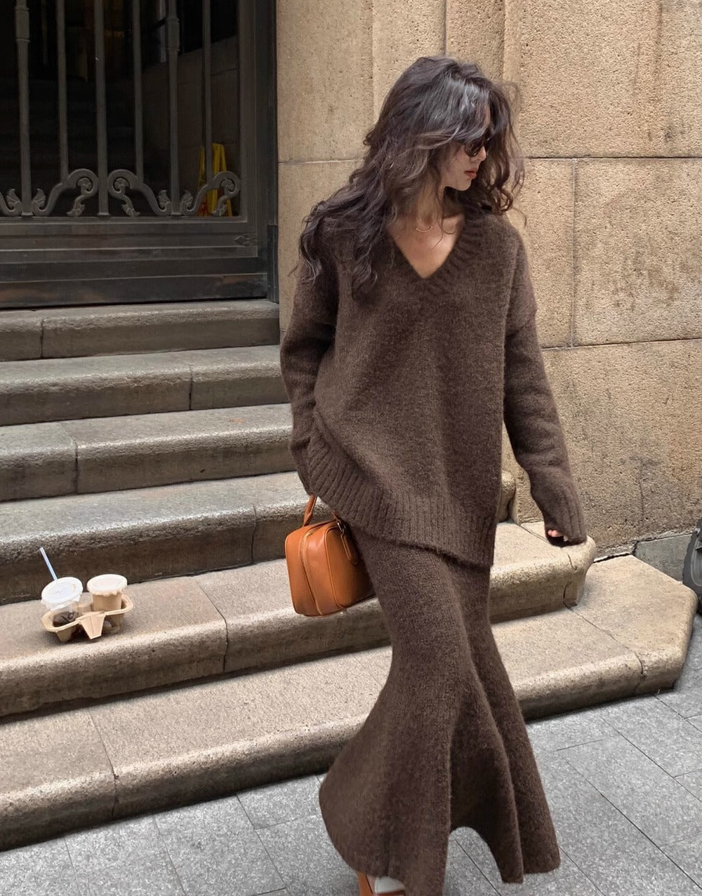 Janette | Elegant Women's Ribbed Knit Skirt Set