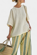 Striped Linen Pants and Top Set Casual Relaxed 2