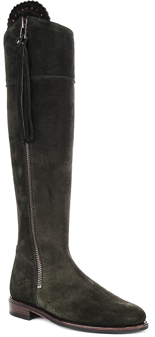 Valentina Slim | Olive Green Narrow-Calf Riding Boots for Women
