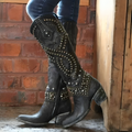 Studded Western Boots for Women, Block Heel 3