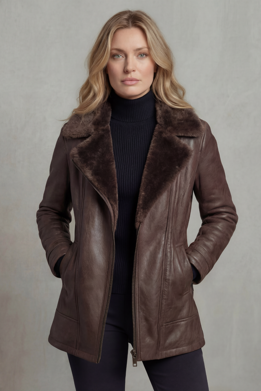 Wynne | Faux Leather Jacket with Shearling-Style Lining for Women