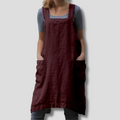 Women's Cotton Linen Apron Dress with Pockets 6