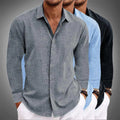 Men's Relaxed Fit Linen Button-Up Shirt 5