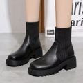 Knitted Heel Chelsea Platform Ankle Boots for Women 3