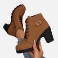 Monte-Claire | Buckle Strap Lace-Up Ankle Boots for Women 2