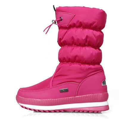 Women's Waterproof Snow Boots, Sealed Seams Mid-Calf Drawstring