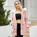 Faux Fur Trim Hooded Parka Jacket for Women, Drawstring Waist 2