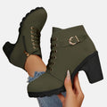 Monte-Claire | Buckle Strap Lace-Up Ankle Boots for Women 4