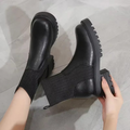 Knitted Heel Chelsea Platform Ankle Boots for Women 2