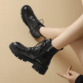 Women's Lace Up Ankle Boots, Chunky Lug Sole Retro 8