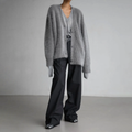 Women's Fluffy Cardigan, Oversized V-Neck Button Up 4
