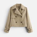 Cropped Trench Jacket for Women, Double Breasted 4