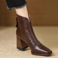 Women's Square Toe Ankle Boots, Block Heel Back Zip 8