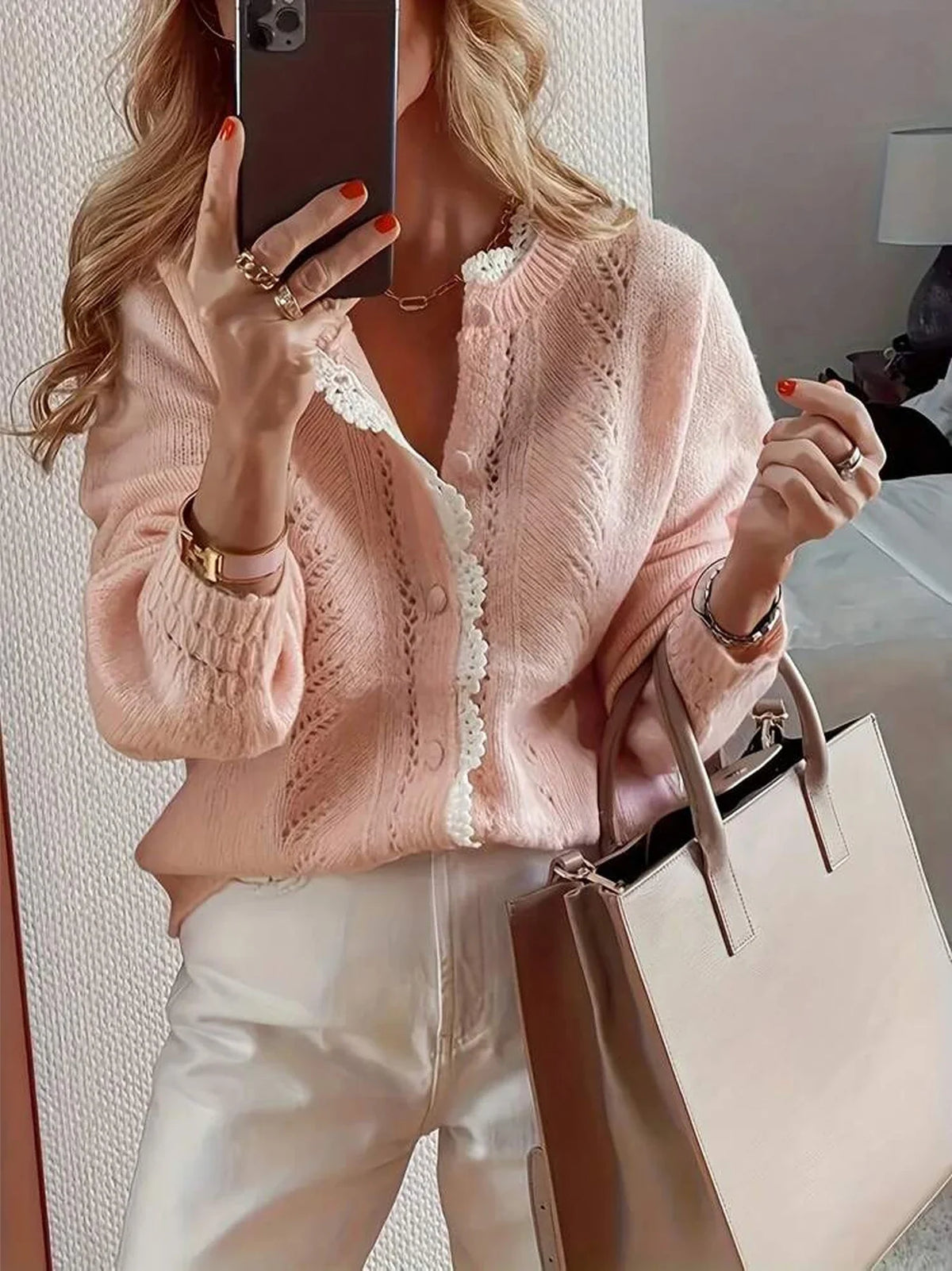 Cecily | Feminine Women's Lace Trim Cardigan