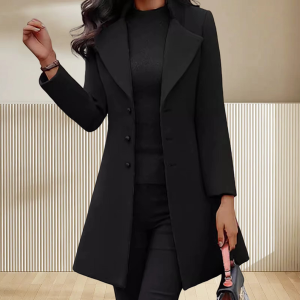 Mid-Length Slim Fit Wool Coat for Women