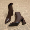 Square Heel Pointed Toe Ankle Boots for Women 1