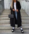 Long Double-Breasted Lapel Collar Wool Coat for Women 3