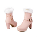 Faux Fur Trimmed Platform Ankle Boots for Women 3