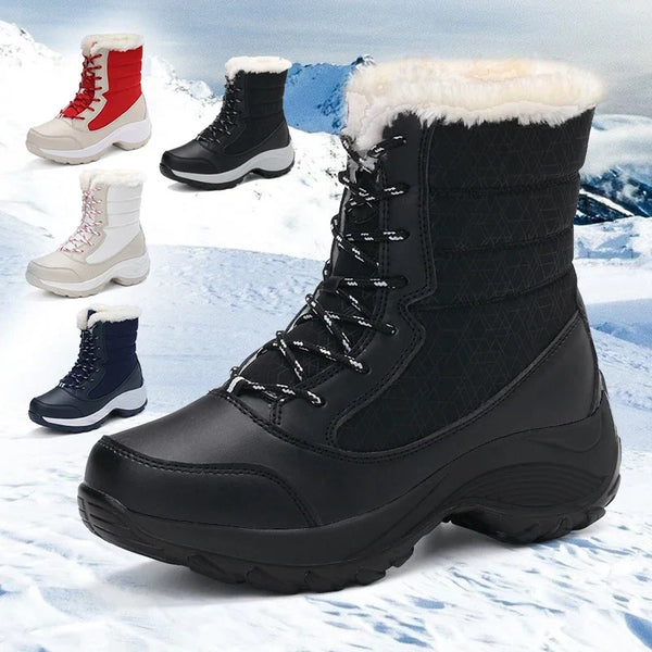 Faux Fur Trim Waterproof Snow Boots for Women