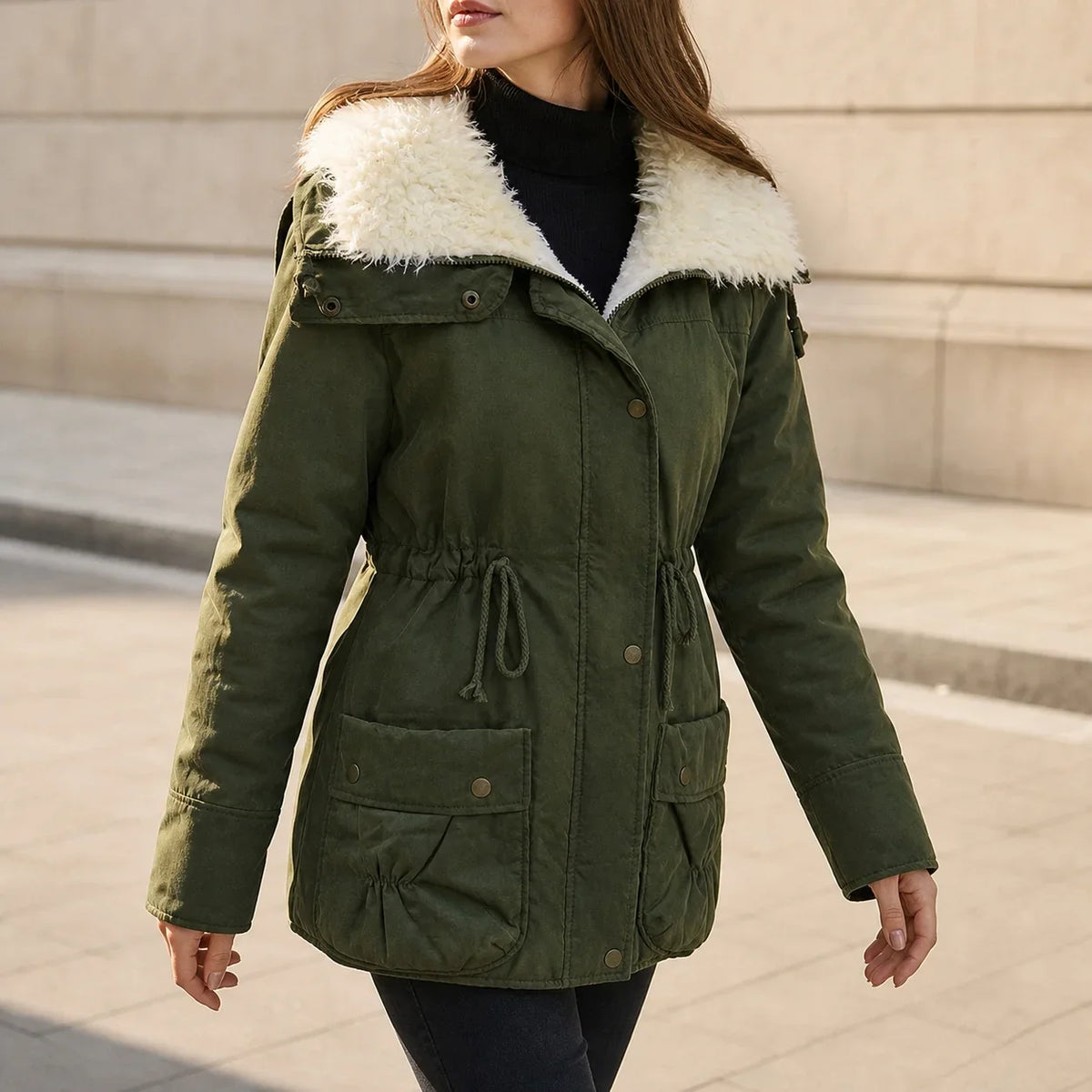 Harlan | Drawstring Waist Parka for Women