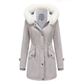 Faux Fur Trim Hooded Parka Jacket for Women, Drawstring Waist 5