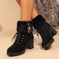 Faux Fur Winter Boots for Women, Rhinestone Detail 6