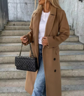 Long Double-Breasted Lapel Collar Wool Coat for Women 2