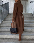 Long Double-Breasted Lapel Collar Wool Coat for Women 6