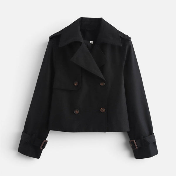 Double-Breasted Cropped Trench Jacket for Women