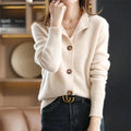 Solene | Refined Women's Merino Turn-Down Collar Cardigan 6