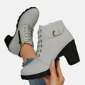Monte-Claire | Buckle Strap Lace-Up Ankle Boots for Women 6