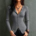 Fallon | Sleek Women's Ribbed V-Neck Cardigan 1