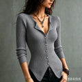 Fallon | Sleek Women's Ribbed V-Neck Cardigan 2
