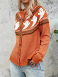 Delia | Festive Women's Ghost Print Halloween Cardigan 3