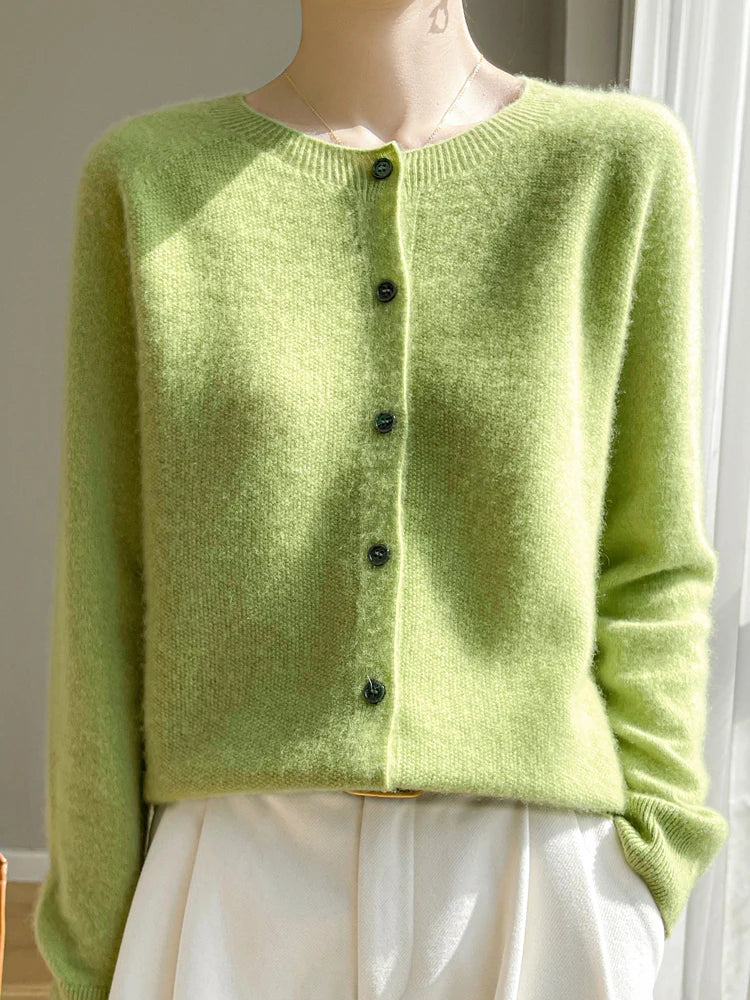 Emmeline | Refined Women's Merino Wool Crewneck Cardigan