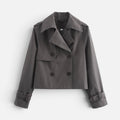 Cropped Trench Jacket for Women, Double Breasted 3