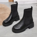 Knitted Heel Chelsea Platform Ankle Boots for Women 4
