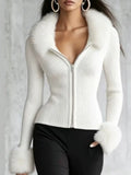 Angela | Sleek Women's Faux Fur Zip Cardigan 2