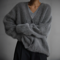 Women's Fluffy Cardigan, Oversized V-Neck Button Up 5