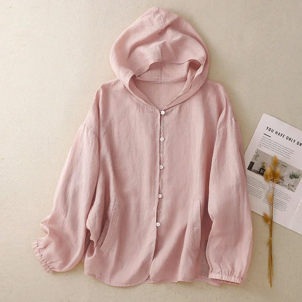 Odalys | Breezy Women's Hooded Linen Cardigan